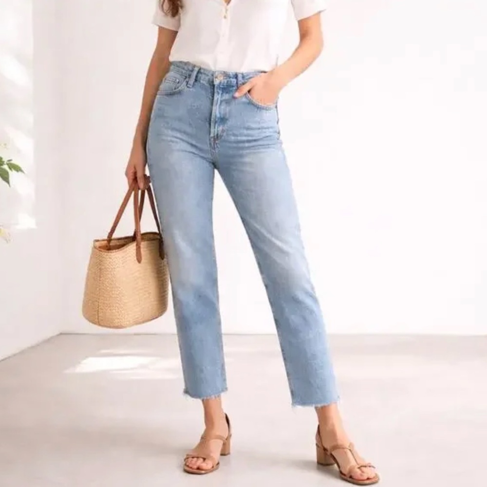 Citizens of Humanity Daphne Crop Jeans High Rise Straight Raw Hem
